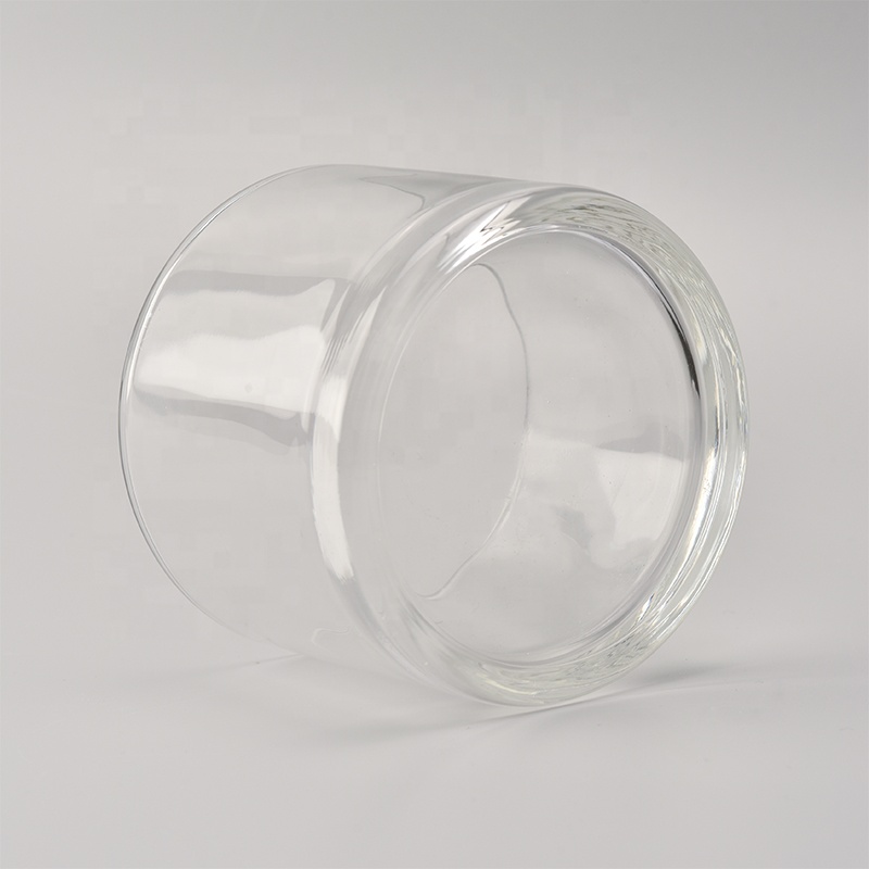 3 wick glass candle vessel, big volume glass candle holder