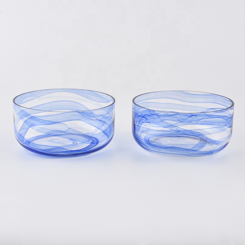 wide glass jars with marble decoration