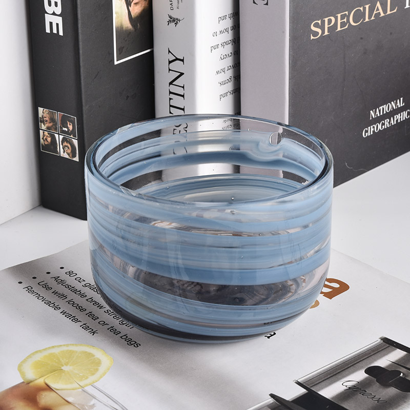 colorful mouth blowing glass candle jars with flat cut top