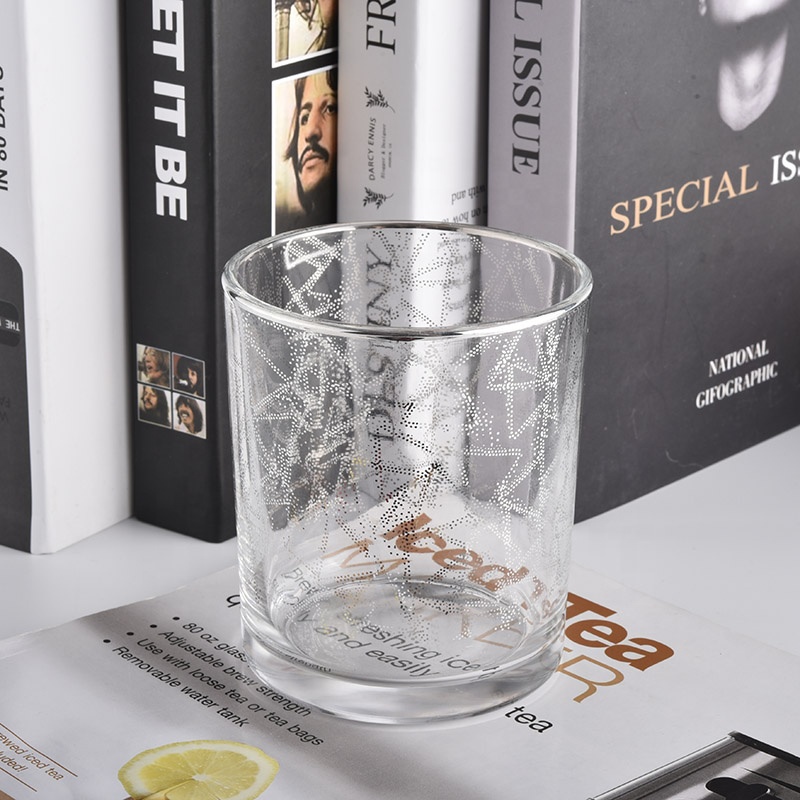 10oz clear glass candle jars with silver printing