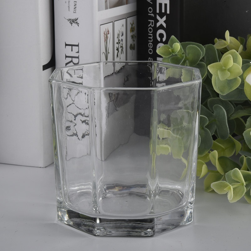 hexagonal glass candle jars for 6oz of wax filling
