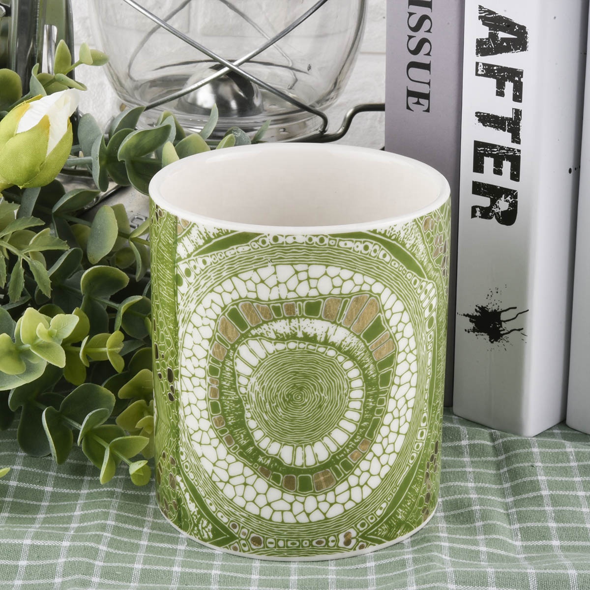 Sunny new design Luxury custom green printing glass candle vessel containers 10oz 20oz