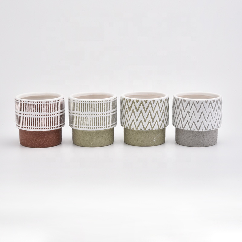 620ml Red Stripes Ceramic Candle Holder for Home Decoration