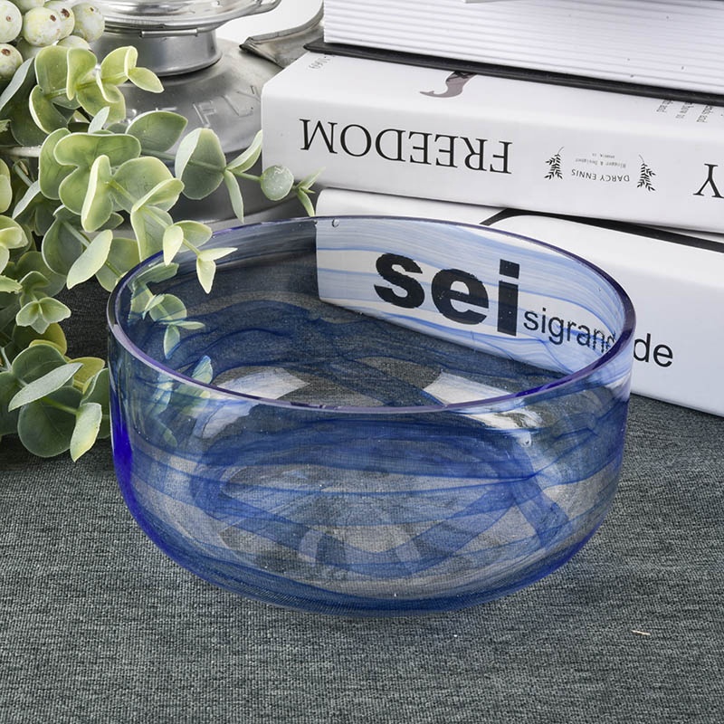wide glass jars with marble decoration