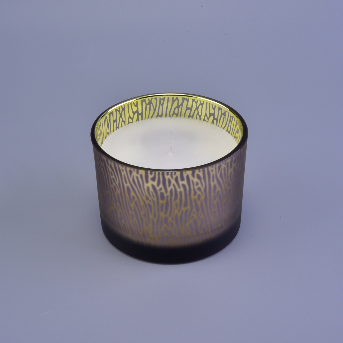 luxury glass candle holder for home decor, decorative glass candle jar with laser pattern