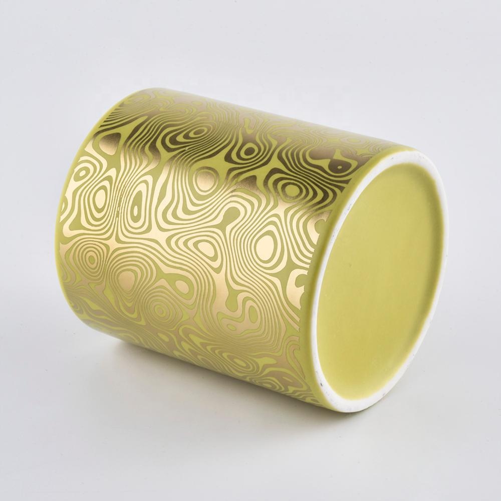 Sunny design Luxury custom golden ceramic candle vessel containers 10oz