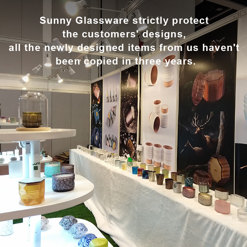 Sunny amber luxury empty glass candle containers home decor