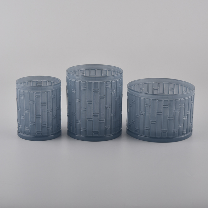 blue color sprayed glass candle containers wholesale
