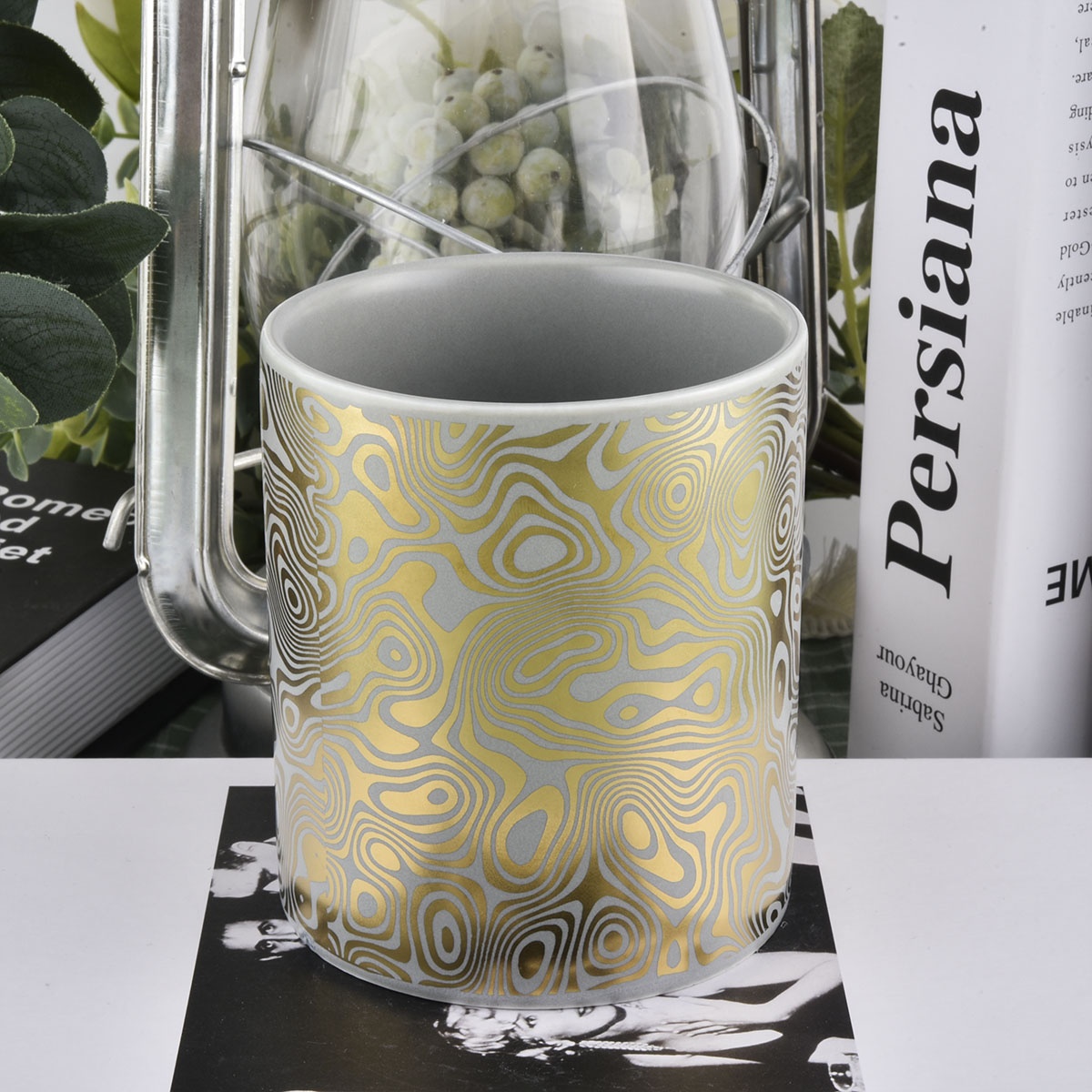 8oz 10oz Popular cylinder printed wick ceramic candle jars
