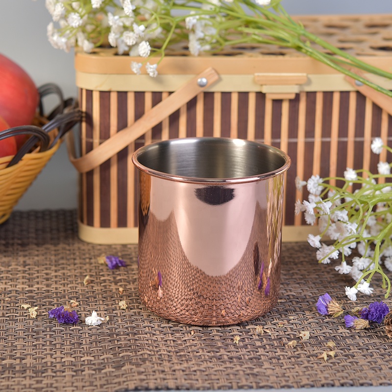 Cylinder Orange Metal Candle Jars Metal candle making vessel for Wedding Decoration use in bulk