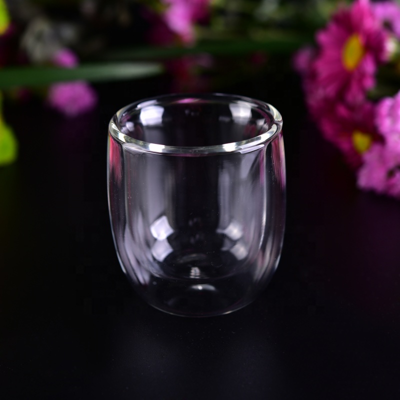 Transparent double wall glass water customized borosilicate tea cup home use