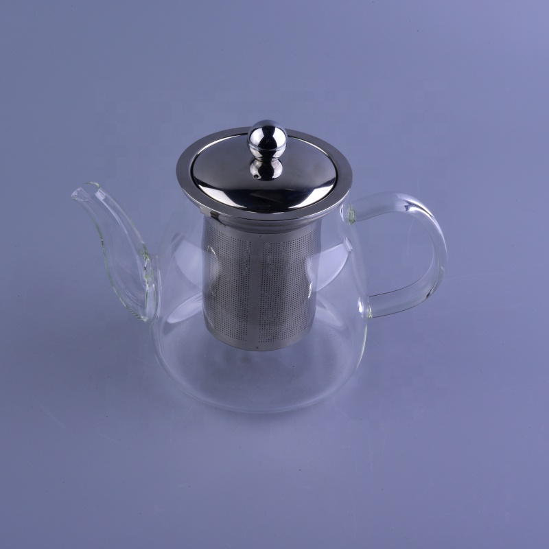 Wholesales glass borosilicate tea pot with Stainless Steel Infuser and handle