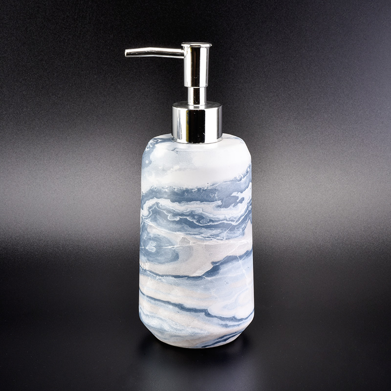 Wholesale 4 pieces of ceramic bathroom accessories set blue marble