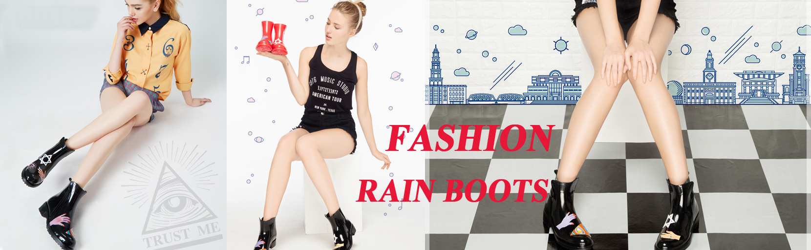 Women rain boots banner