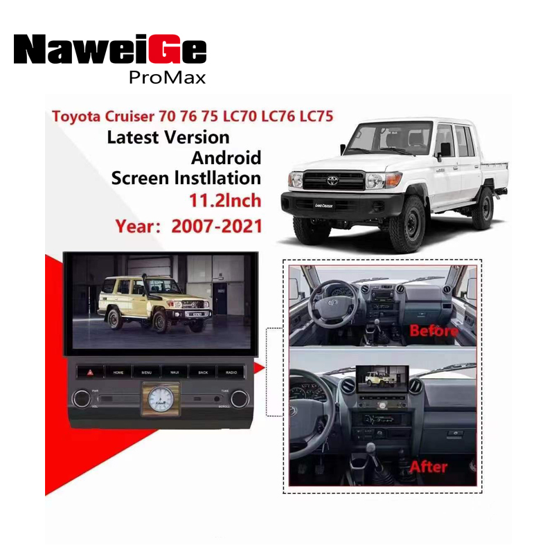 Unidad principal Android NaweiGe de 11,2 pulgadas para Toyota Land Cruiser LC70/LC75/LC76/LC79 Radio de coche reproductor multimedia con pantalla táctil estéreo para Toyota LC70/LC75/LC76/LC79 Proveedor de reproductor de DVD estéreo para coche de Chi