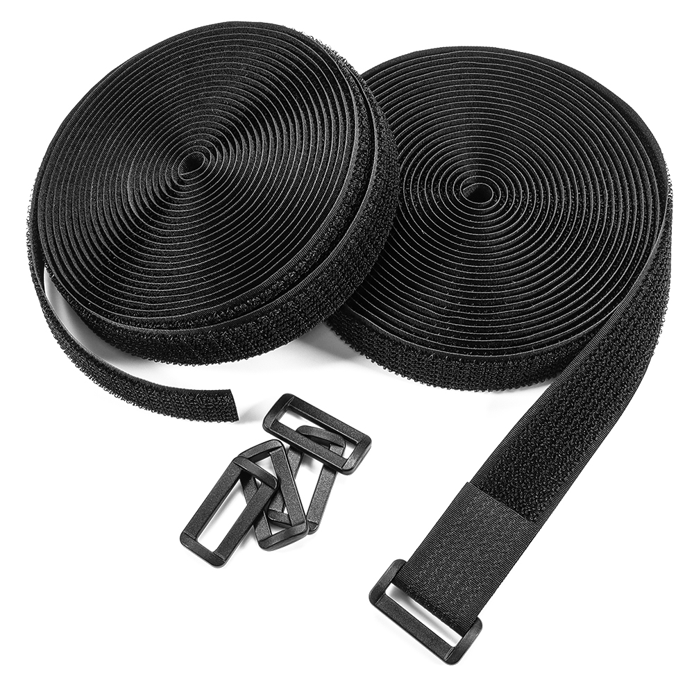 Verstellbarer, wiederverwendbarer Nylon-Klettverschlussriemen, schwarz