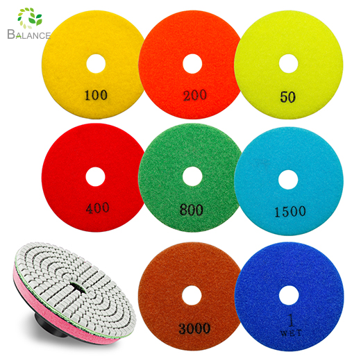 مورد منصات تلميع الماس مرنة 3 خطوة 50 PCS 5 بوصة الخطاف وحلقة لخرسانة الخرسانة الرخانية الجرانيت أدوات تلميع السطح الحجري المحترف