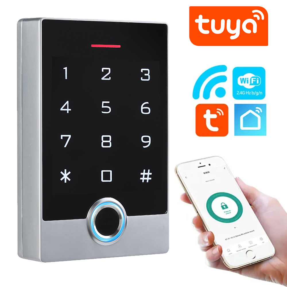 Tuya WIFI إطار معدني 125Khz/13.56Mhz RFID الذكية باب واحد التحكم في الوصول لوحة المفاتيح مع وظيفة IP68 للماء