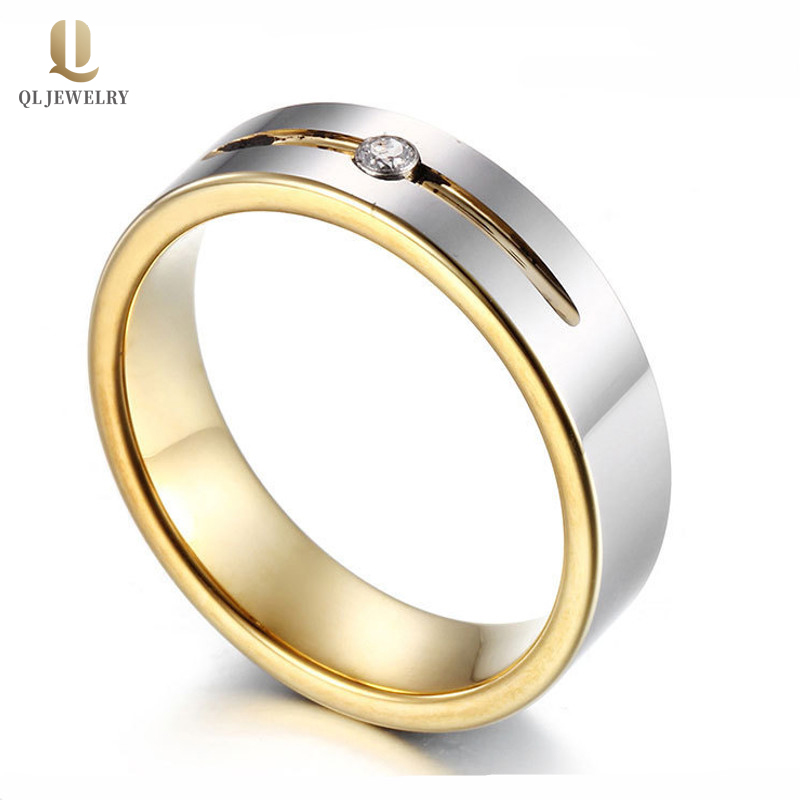 Anello di carburo di tungsteno del tungsteno di 6mm di 6mm dell\'oro lucido e dell\'anello dell\'argento del tungsteno del tungsteno con 1 pietra della CZ sulla fabbrica della Cina della Groove