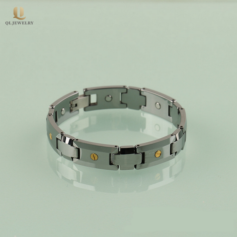 Bijoux de tungstène de gros Hommes Bijoux de carbure de tungstène poli hautes bracelets avec ongles et aimants Fournisseur de Chine