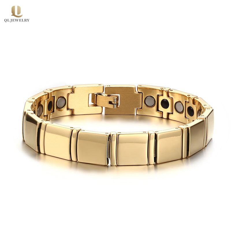 Großhandel Herren Wolfram Schmuck Health High Polished Gold Wolfram Armband mit Magneten und Germanium China Lieferant