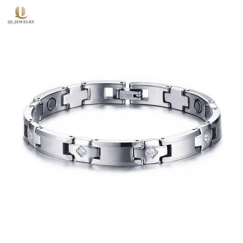 Chaud Selling Hommes Tungsten Bijoux Soins de santé Cz Stone Bracelet de tungstène pour hommes avec aimants et fournisseur de Chine Germanium