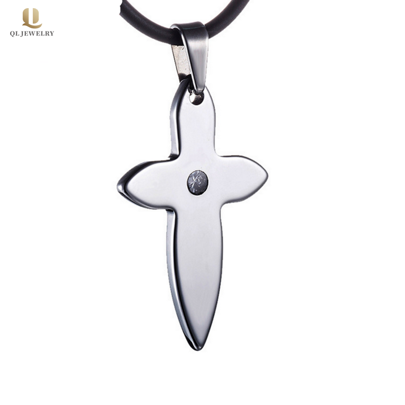 Heißer Verkauf Männer Schmuck Wolframkarbid Kreuz Anhänger Halskette Herren Wolfram Hund Tag mit CZ Stein China Lieferant