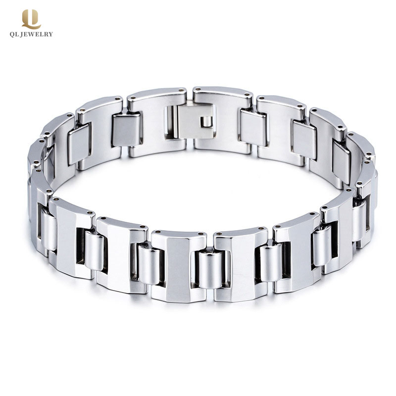 Heißer Verkauf Herren Modeschmuck High poliert Breites Wolframkarbid Link Armband Für Männer China Hersteller