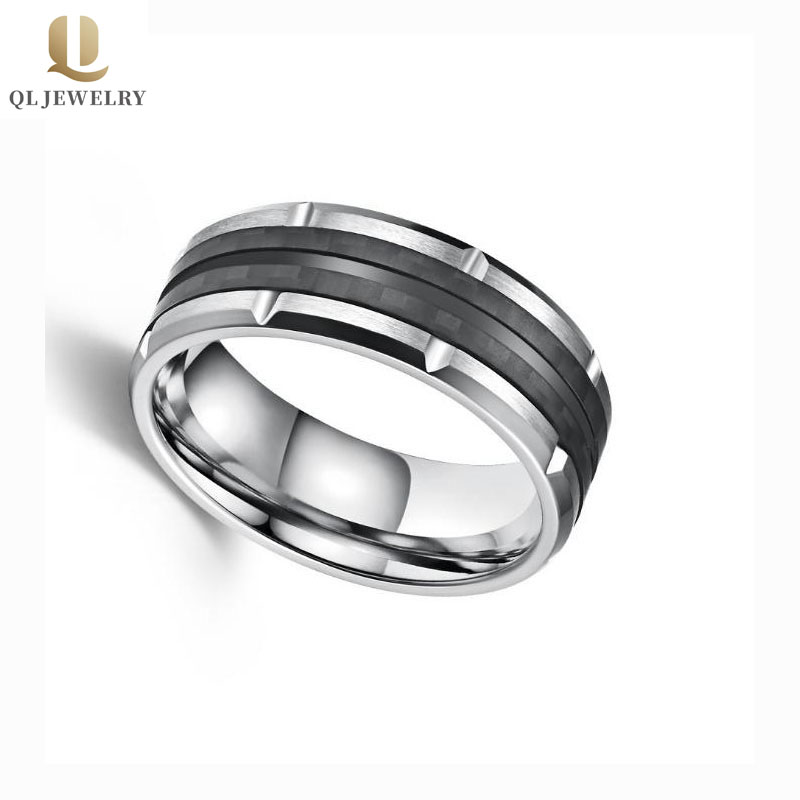Bague en fibre de carbone de 8 mm pour hommes Bandes de mariage pour hommes Combinés Confort Fit Bague en carbure de tungstène Nouvelle bague en fibre de carbone