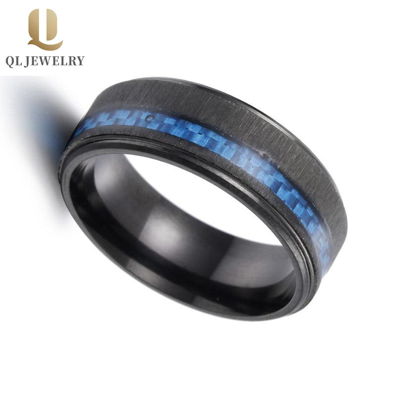 8mm männer schwarze Wolfram-Kohlenstofffaser-Ring Herren-Hochzeitsbänder kombiniert Komfort-Fit