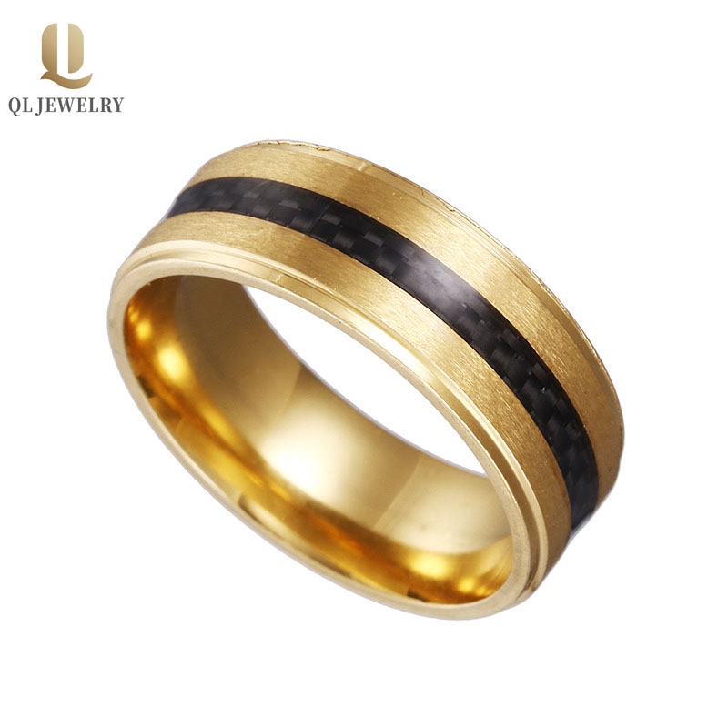 8mm männer gold wolfram kohlefaser ring männer hochzeitsbänder kombiniert komfort fit schwarzer kohlefaser Wolframring