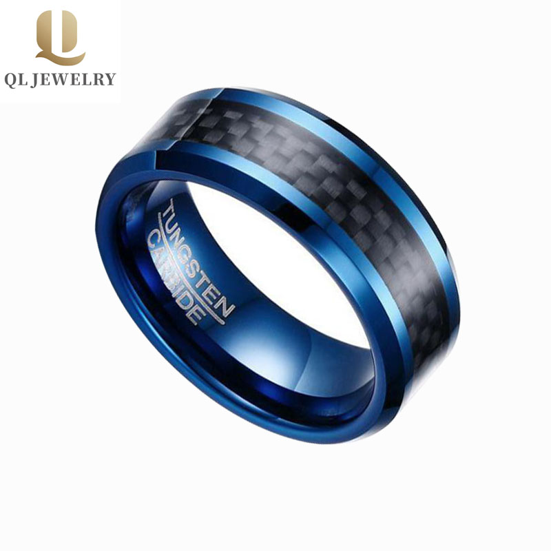 Populärer blauer Wolfram-Kohlenstoff-Faser-Ring schwarzer Kohlefaser-Ring heißer Verkauf von 8mm 6mm