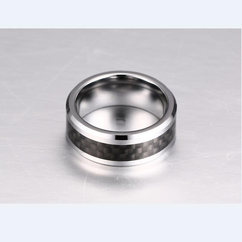 Mode et élégant bague tungstène bague en fibre de carbone de tungstène 8mm