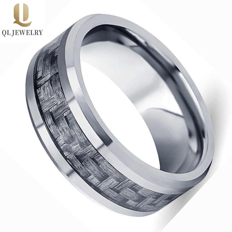 Cool Special Tungsten Carbide Ring with unique Carbon Fiber inlay China Tungsten Ring manufacturer supplier