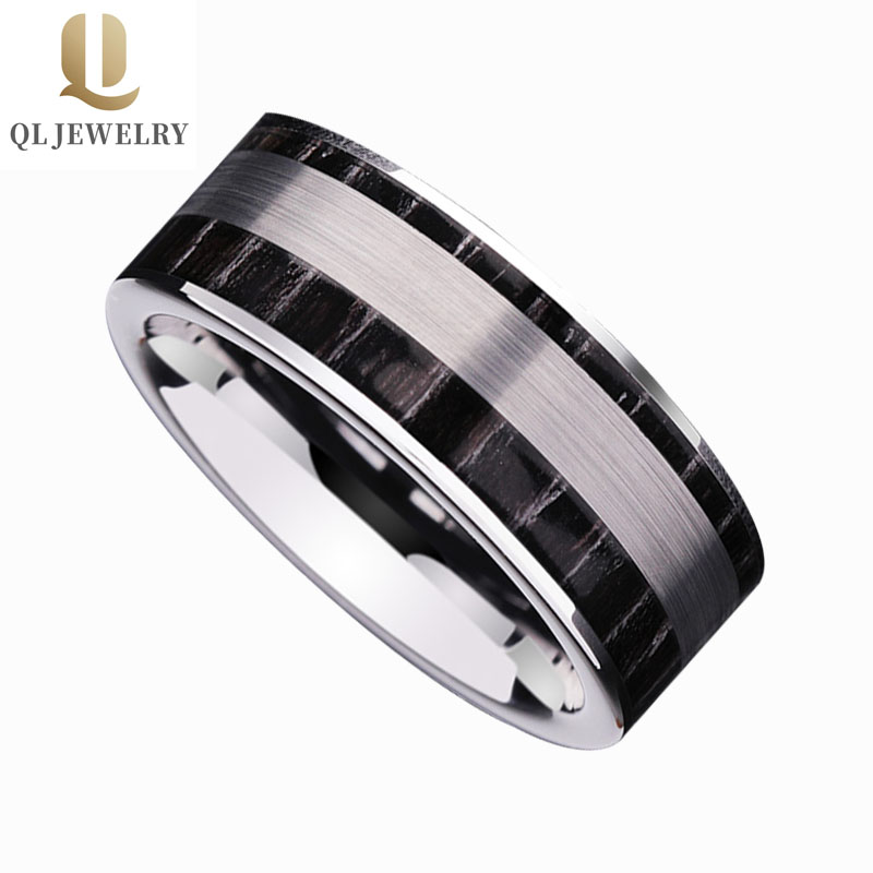 9mm Wide Cool Special Tungsten Carbide Ring with unique Carbon Fiber inlay China Tungsten Ring manufacturer supplier