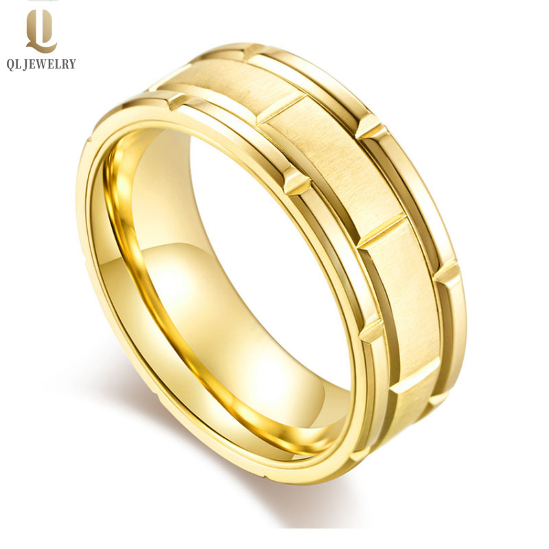 Gelbgold plattiert Wolfram Ring 4-Teile kombinierte Top-Vertriebsmänner Wolfram-Hochzeits-Band Gold Wolfram-Hartmetall-Ring besonderes einzigartiges und kühles