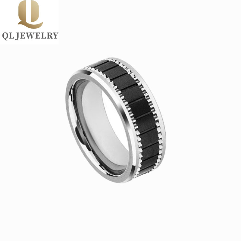 8mm komplex kombinierter schwarzer keramischer ring mit wolframkarbid ring inlay herren keramik eduland bands mode einfache keramik ring china hersteller
