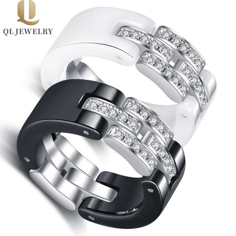 Luxuriöse benutzerdefinierte klassische schwarze keramik ring hochpolierte keramische hochzeitsbänder mode keramik ring China hersteller