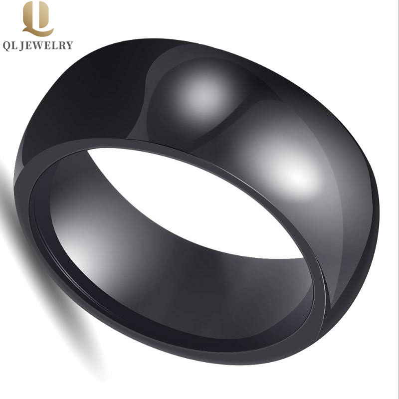 Простое классическое керамическое кольцо Высокие полированные обычные черные керамические свадебные полосы мода куполообразные керамические кольца Китай производитель