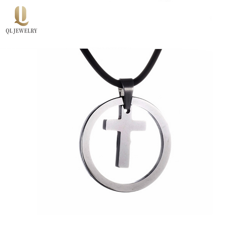 High Quality Men\'s Fashion Jewelry Tungsten Carbide Circle Pendant for Men Tungten Cross Dog Tag Necklace China Manufacturer