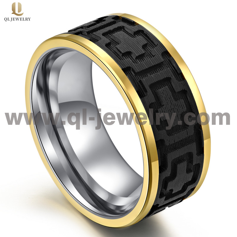 Alta calidad de 8 mm de oro tungsteno y sólido forjado de fibra de carbono negro banda de boda patrón cruzado China fabricante