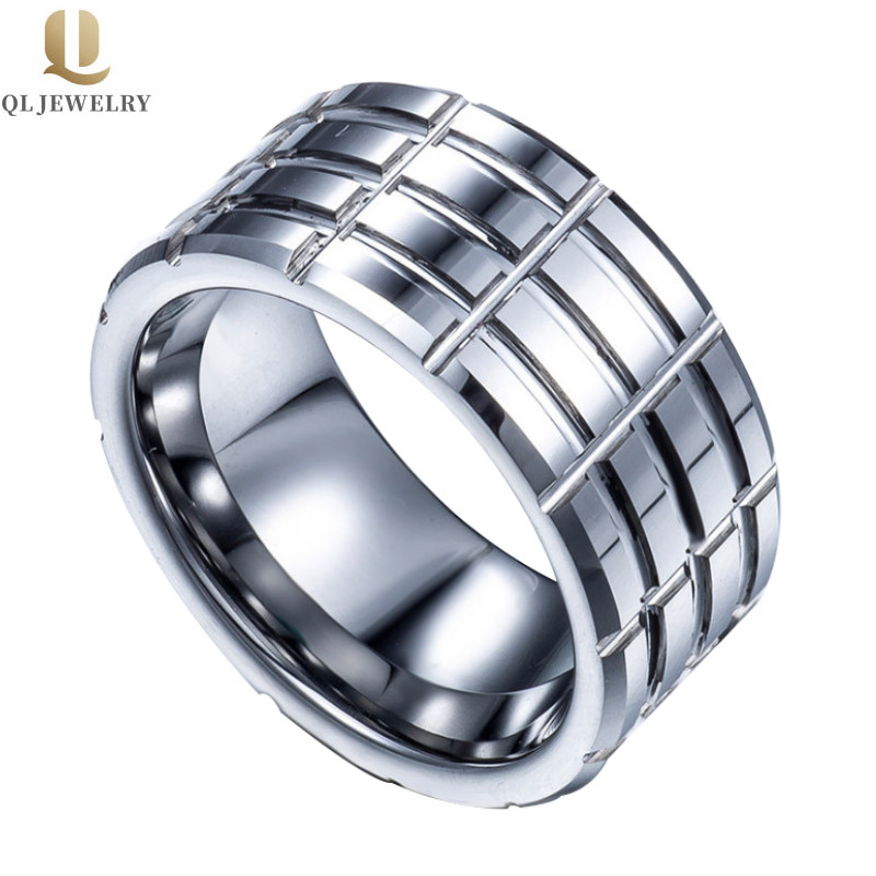 Wholesale 9mm Comfort Fit High Polished and Grooved Classic Flat and Beveled Edges Tungsten Carbide Wedding Bands China Supplier