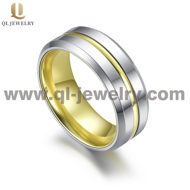 Bague de carbure de tungstène de style 8mm de 8mm avec rayures jaunes et bande intérieure en aluminium jaune Chine fabricant