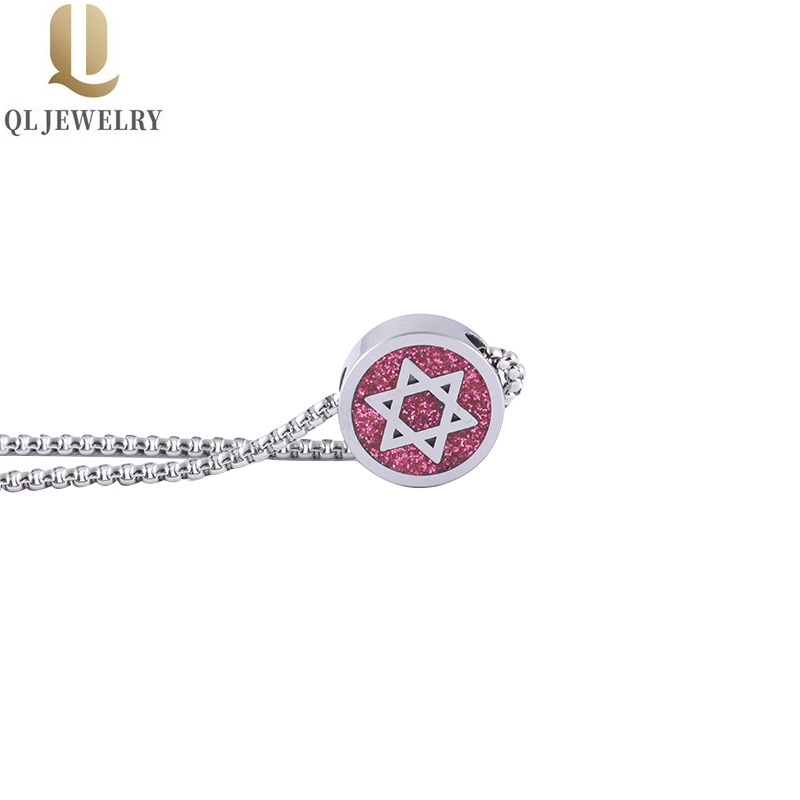 High Quality Star of David Mens Pendant  Star of David Tungsten Carbide Necklace Pendant with Red Sandstone Inlay China Manufacturer