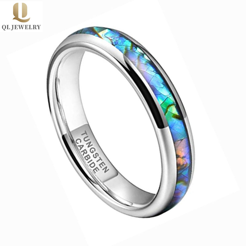 High Quality 4mm Women's Tungsten Wedding Bands with abalone shell inlay nice Tungsten carbide ring - COPY - r6osd4