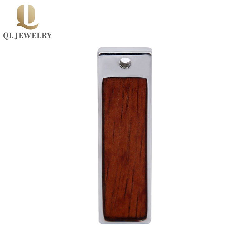Pendentifs en tungstène rectangulaires de vente chaude avec incrustation de bois pour les hommes Fournisseur de la Chine Producteur de pendentifs naturels