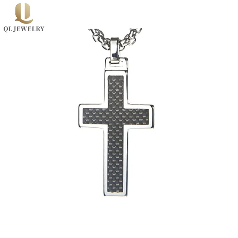 Heißer Verkauf Black Carbon Fiber Inlay Wolfram Cross Anhänger China Hersteller