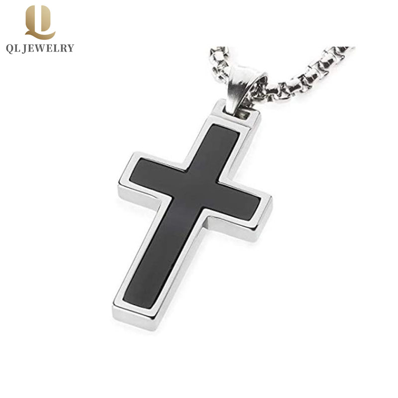 Pendentif en croix de tungstène incrusté de résine noire de vente chaude Fabricant de la Chine