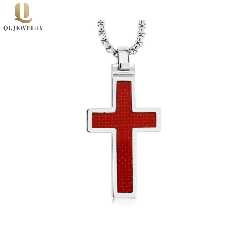 Hot Sale Red Carbon Fiber Tungsten Pendants Cross pendant China Supplier