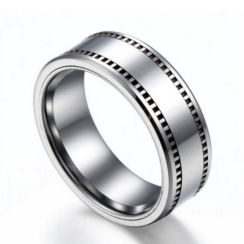 Unique 8mm Comfort Fit High Polished Gear Grooved Tungsten Carbide Wedding Bands China Supplier